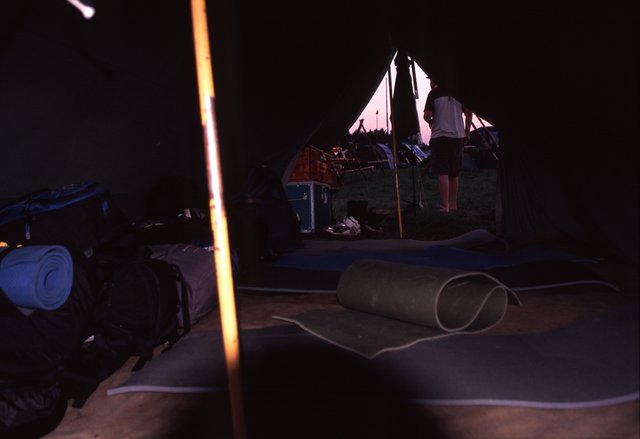 Inside the scouts tent